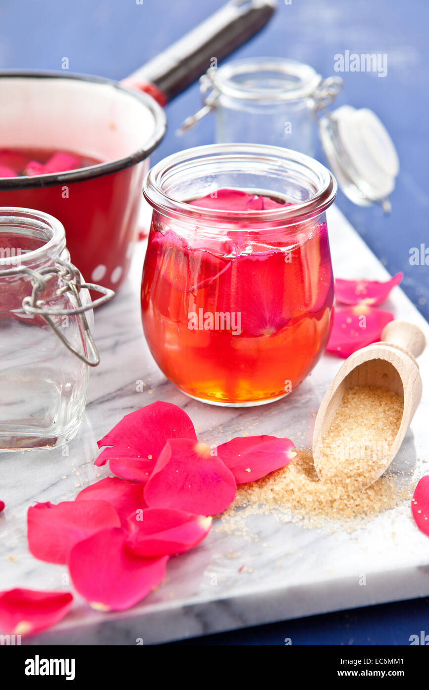 Homemade rose jelly Stock Photo Alamy