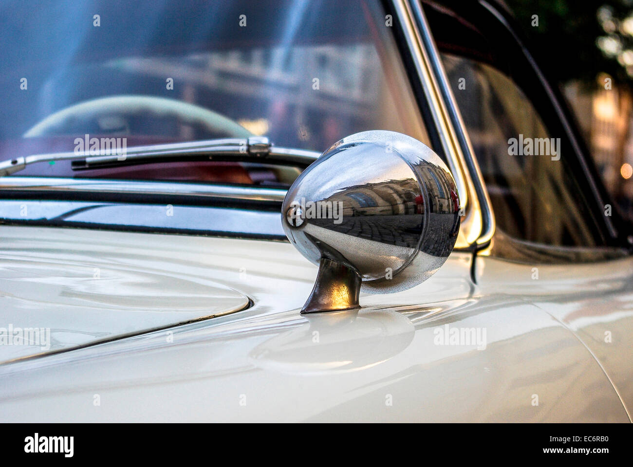 Vintage car, rear view mirrors Stock Photo Alamy