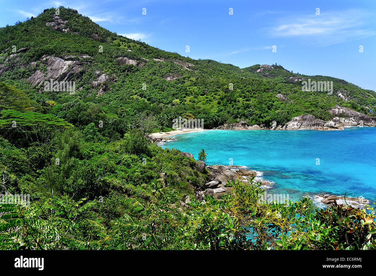 bay of Anse Major on island Mahé, Seychelles Stock Photo