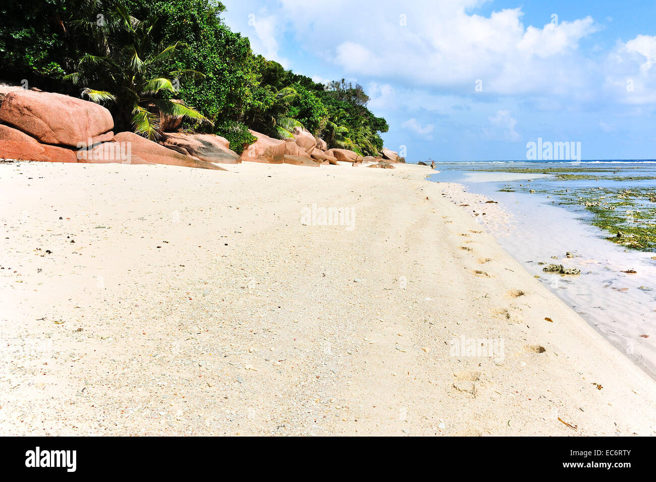 Beach Anse Patates on the island La Digue, Seychelles Stock Photo