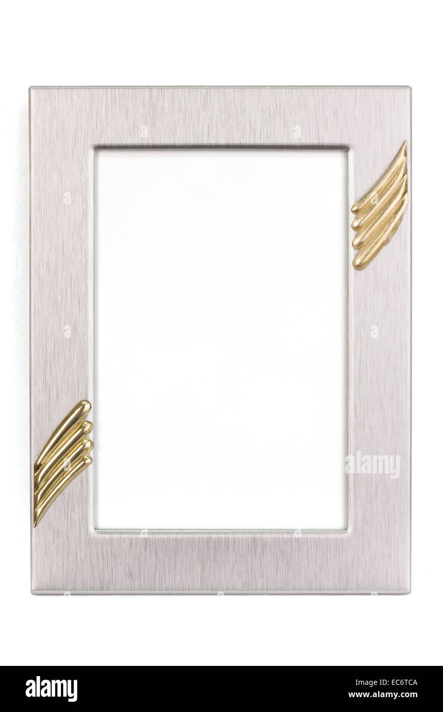 Silver picture frame in portrait format Stock Photo