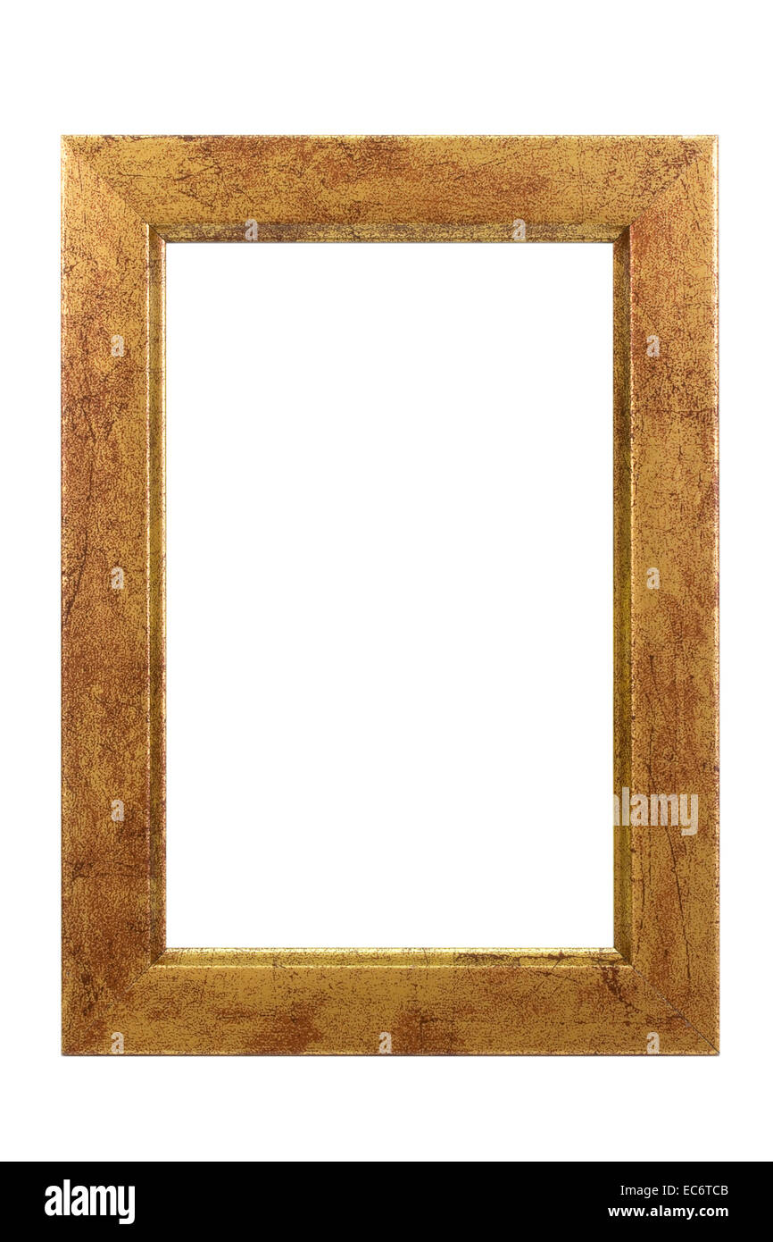 Brown picture frame in portrait format Stock Photo
