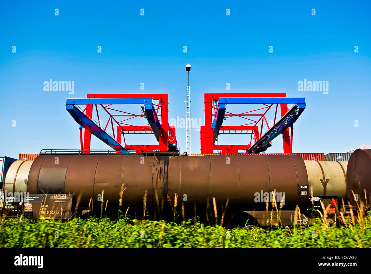 Loading area, tankers, trains, wagons Stock Photo