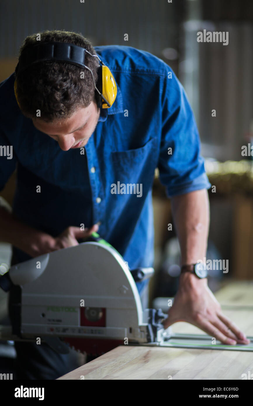Image of a carpenter at work. London, England. July 2014 Stock Photo ...
