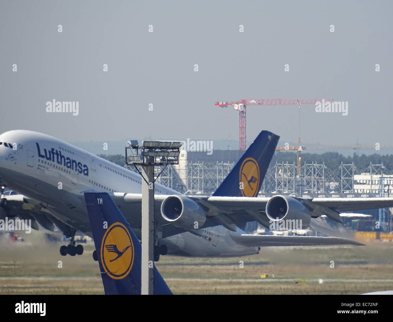 Airport Frankfurt Germany Aircraft Airbus 380-800 Stock Photo