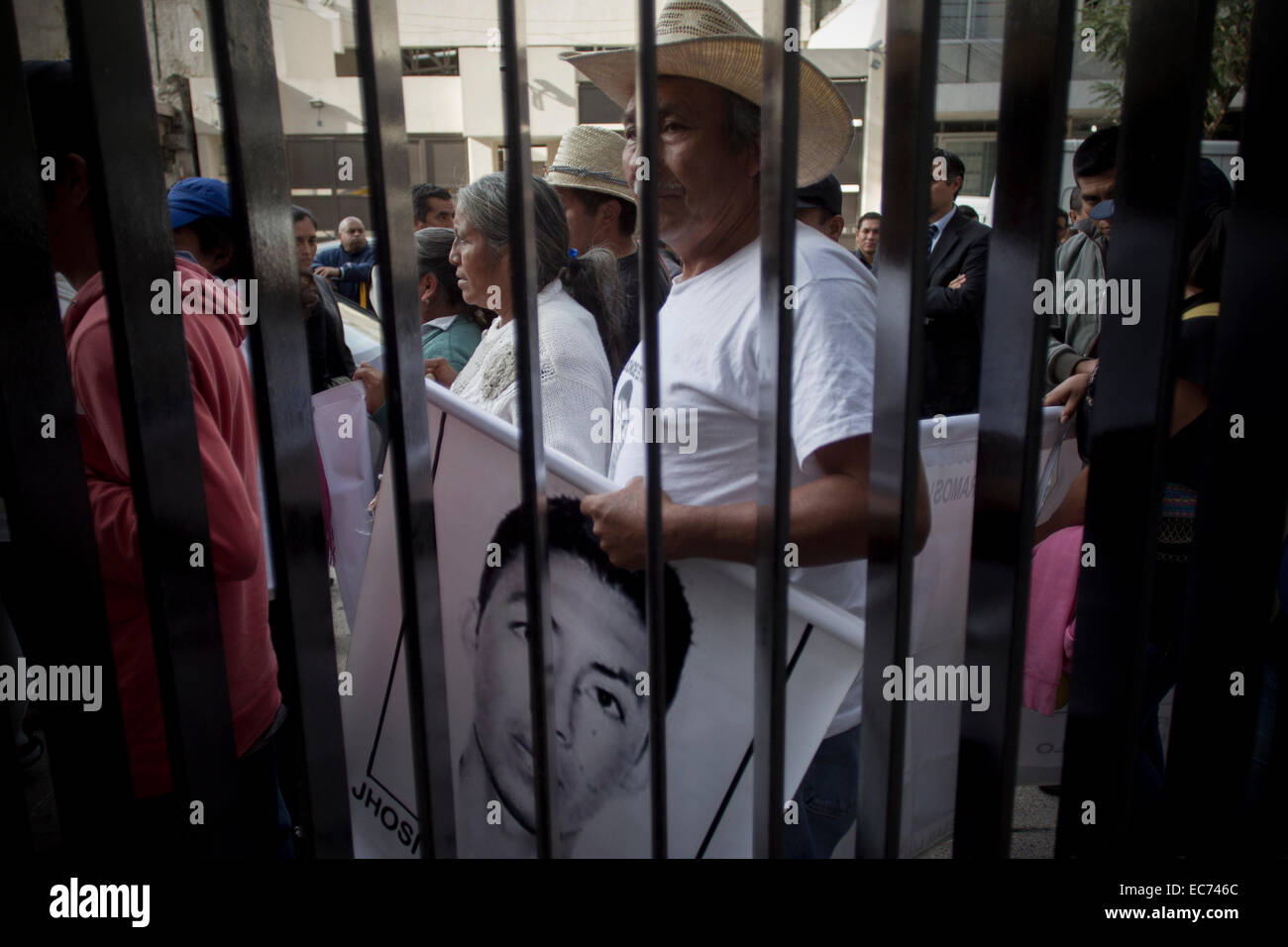 Mexico City, Mexico. 9th Dec, 2014. Family members of the students of the Normal Rural School of Ayotzinapa that went missing in Iguala, Guerrero, arrive for a meeting in the Republic's Senate, in Mexico City, capital of Mexico, on Dec. 9, 2014. According to local press, the family members, through a document, asked the Senate to demand the federal authorities to accelerate the investigation of the search of their offspring. © Alejandro Ayala/Xinhua/Alamy Live News Stock Photo