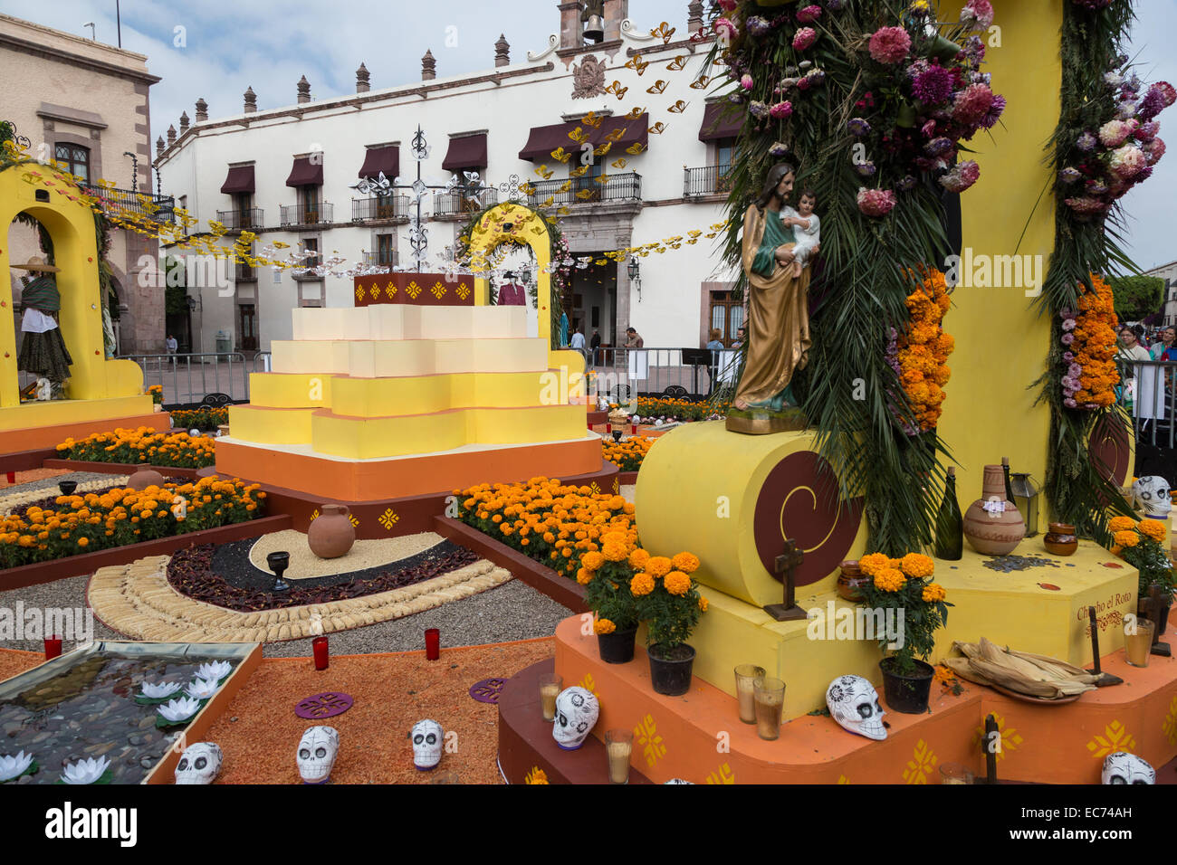 An alter at Plaza de Armas during dia de los muertos celebration in Queretaro, Mexico Stock Photo
