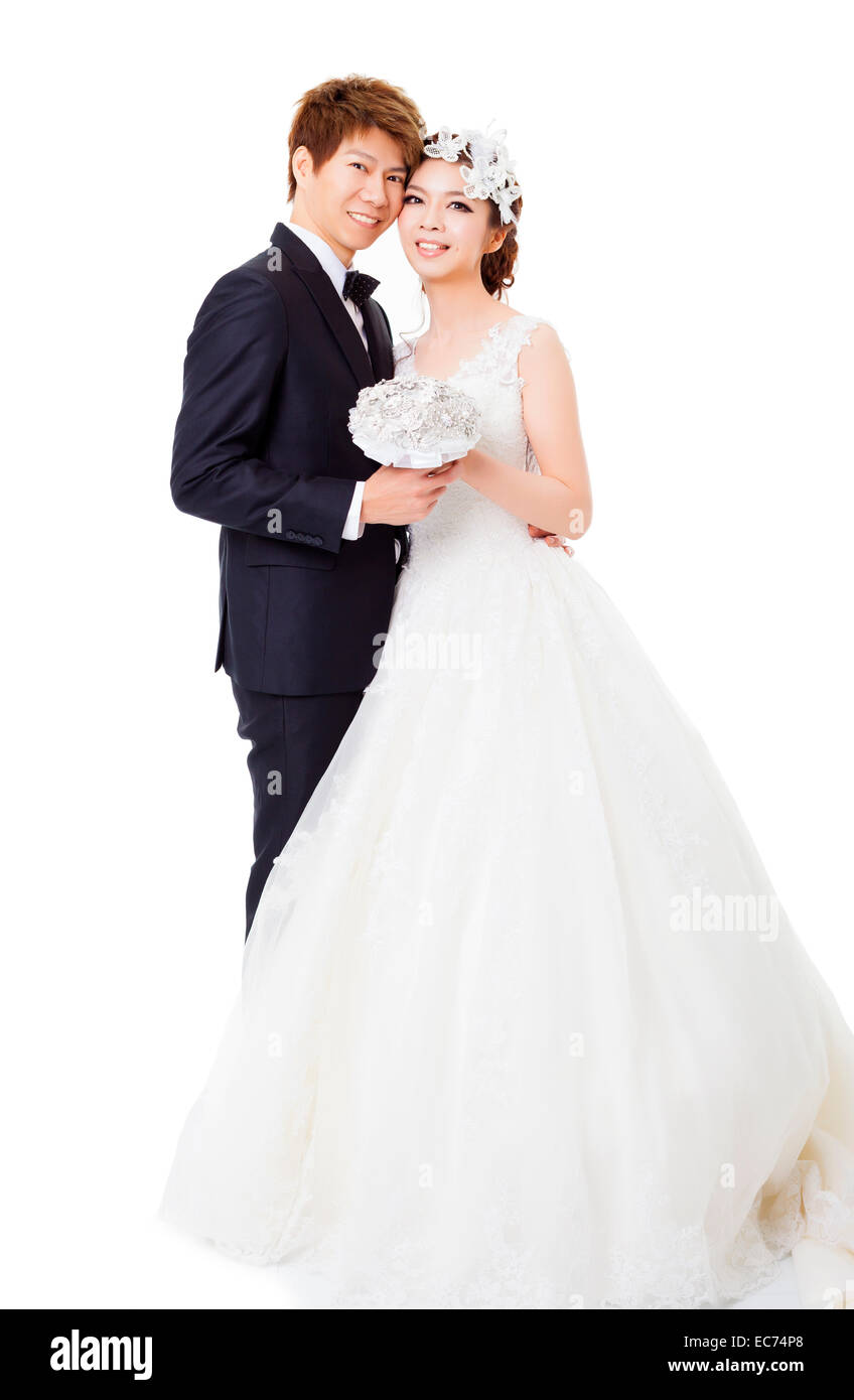 beautiful asian bride and groom Stock Photo