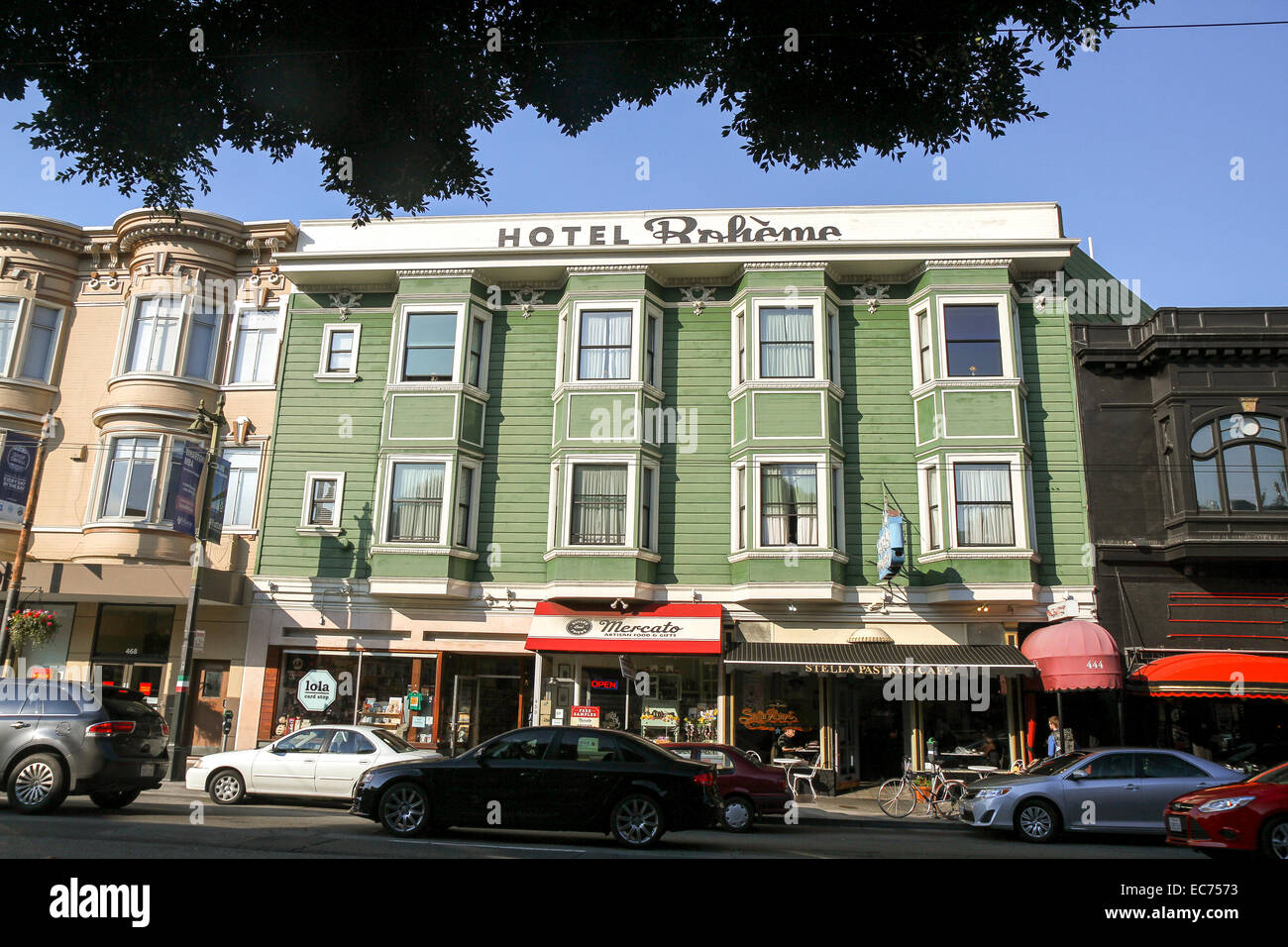 Hotel Boheme, North Beach, San Francisco, California Stock Photo