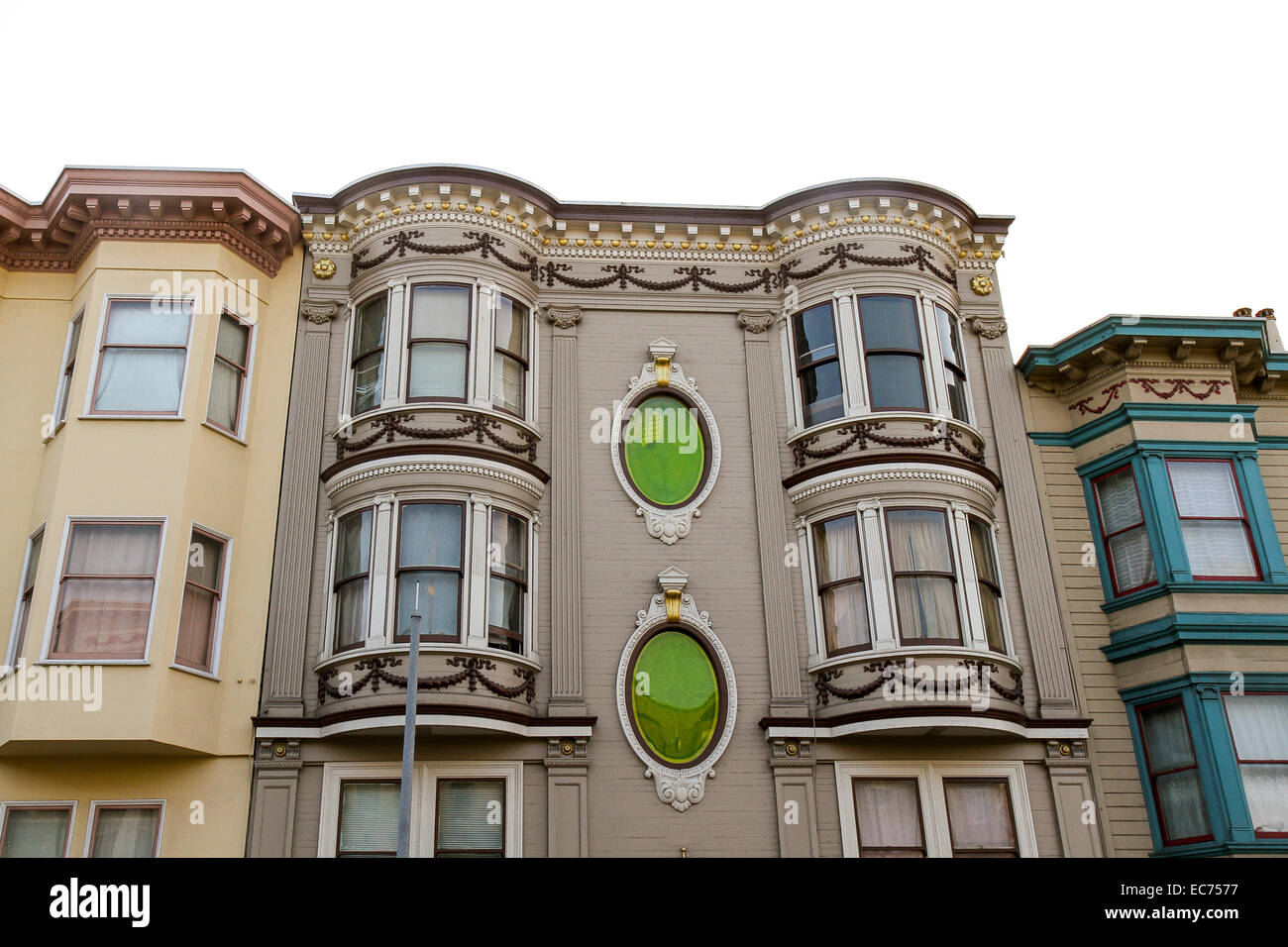 Bow-front windows, San Francisco, California, Stock Photo