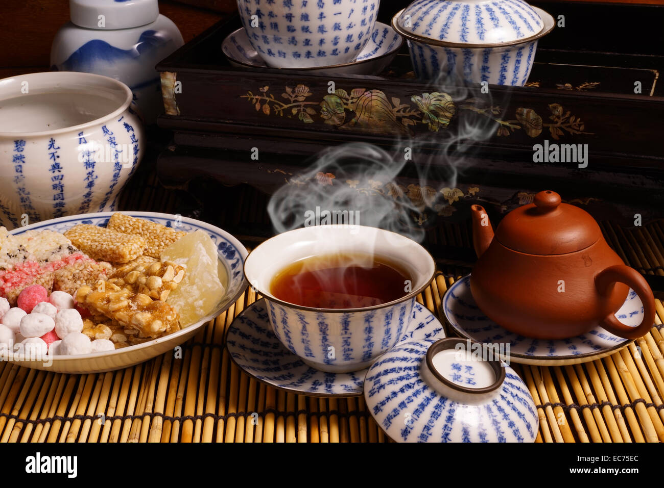 Chinese tea with traditional snack Stock Photo Alamy