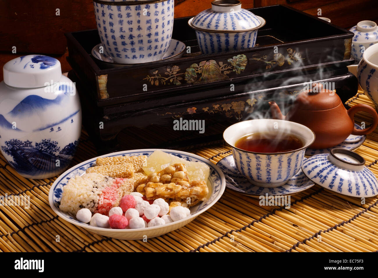 Chinese tea with traditional snack Stock Photo Alamy
