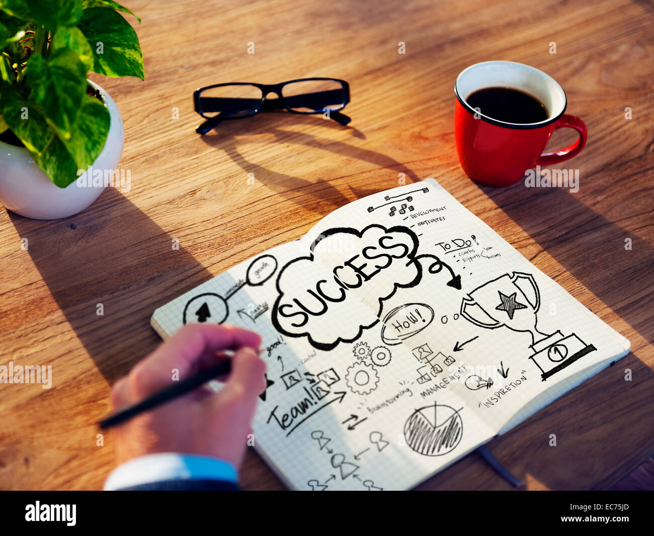 Hand of Businessman Working with Success Concept Stock Photo - Alamy