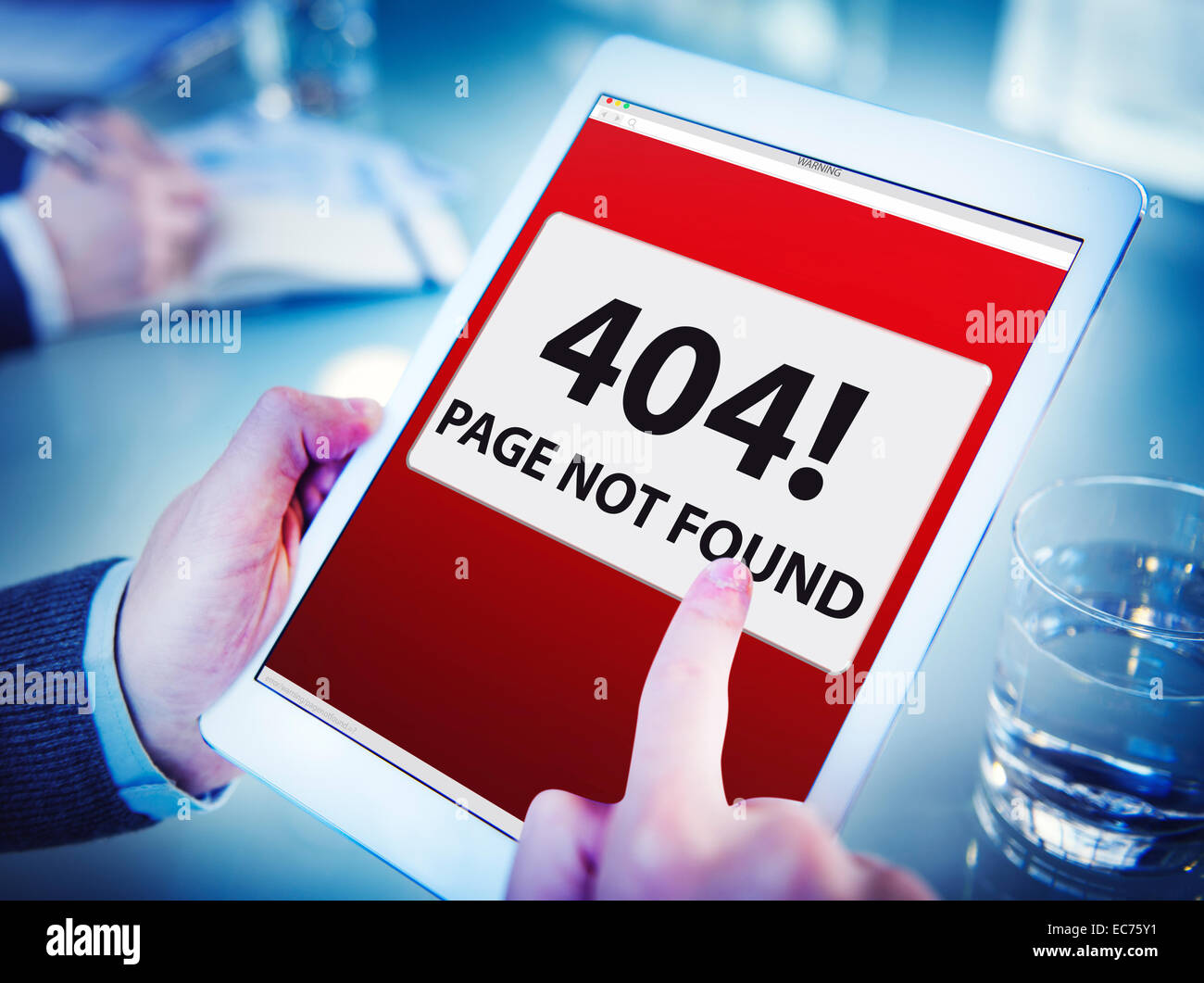Hands Holding Digital Tablet Forbidden Website Stock Photo - Alamy