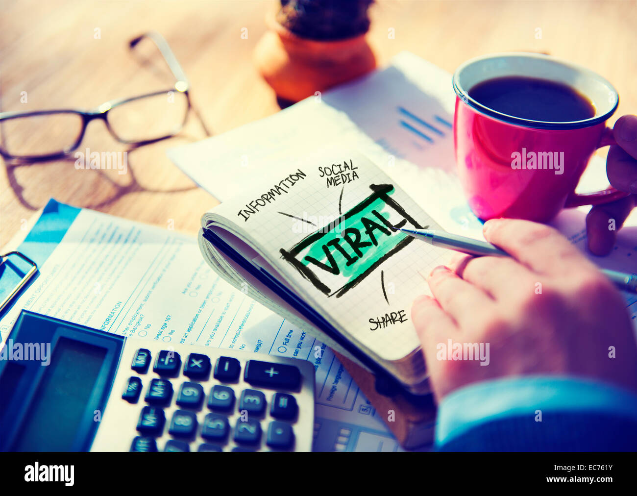 Viral Accounting Sharing Working at Home Writing Concept Stock Photo