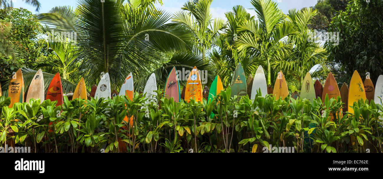 Surfboard fence panorama, Paia, Maui, Hawaii Stock Photo Alamy