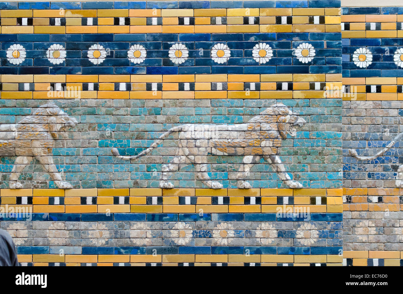 BERLIN, GERMANY - SEPTEMBER 28, 2013: Detailed depiction of the symbolic Babylonian animal - the lion - at the reconstructed Ish Stock Photo