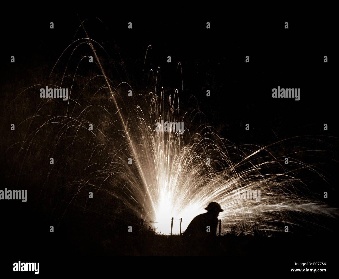 Night attack with phosphorus bombs in maneuvers. First Corps School