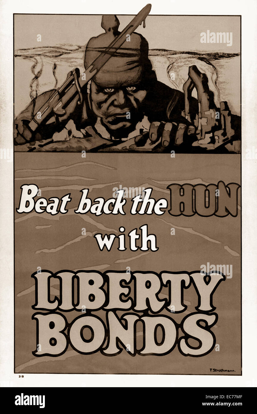 Beat back the Hun with Liberty Bonds.  Circa. 1918.  Poster by Frederick Strothmann Stock Photo