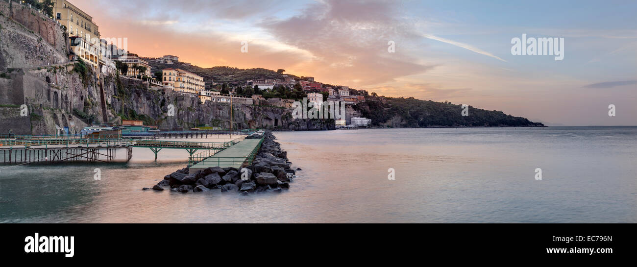 Town viewed from Marina Piccola, Sorrento, Campania, Italy Stock Photo