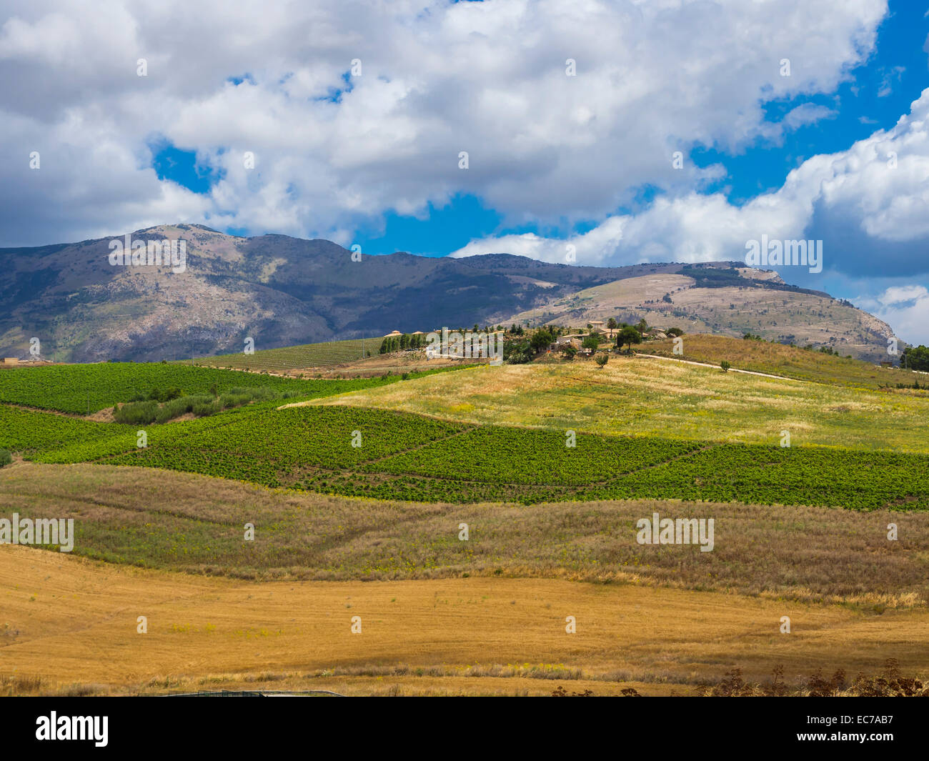 Italy, Sicily, Catafalmi, View of the mountains of Segesta Stock Photo