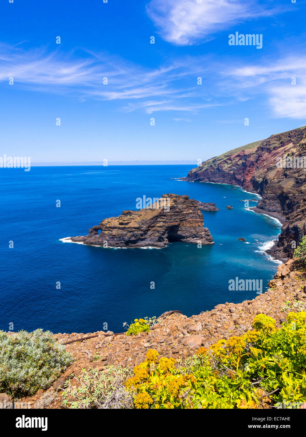 Spain, Canary Islands, La Palma, cliff coast at Garafia Stock Photo