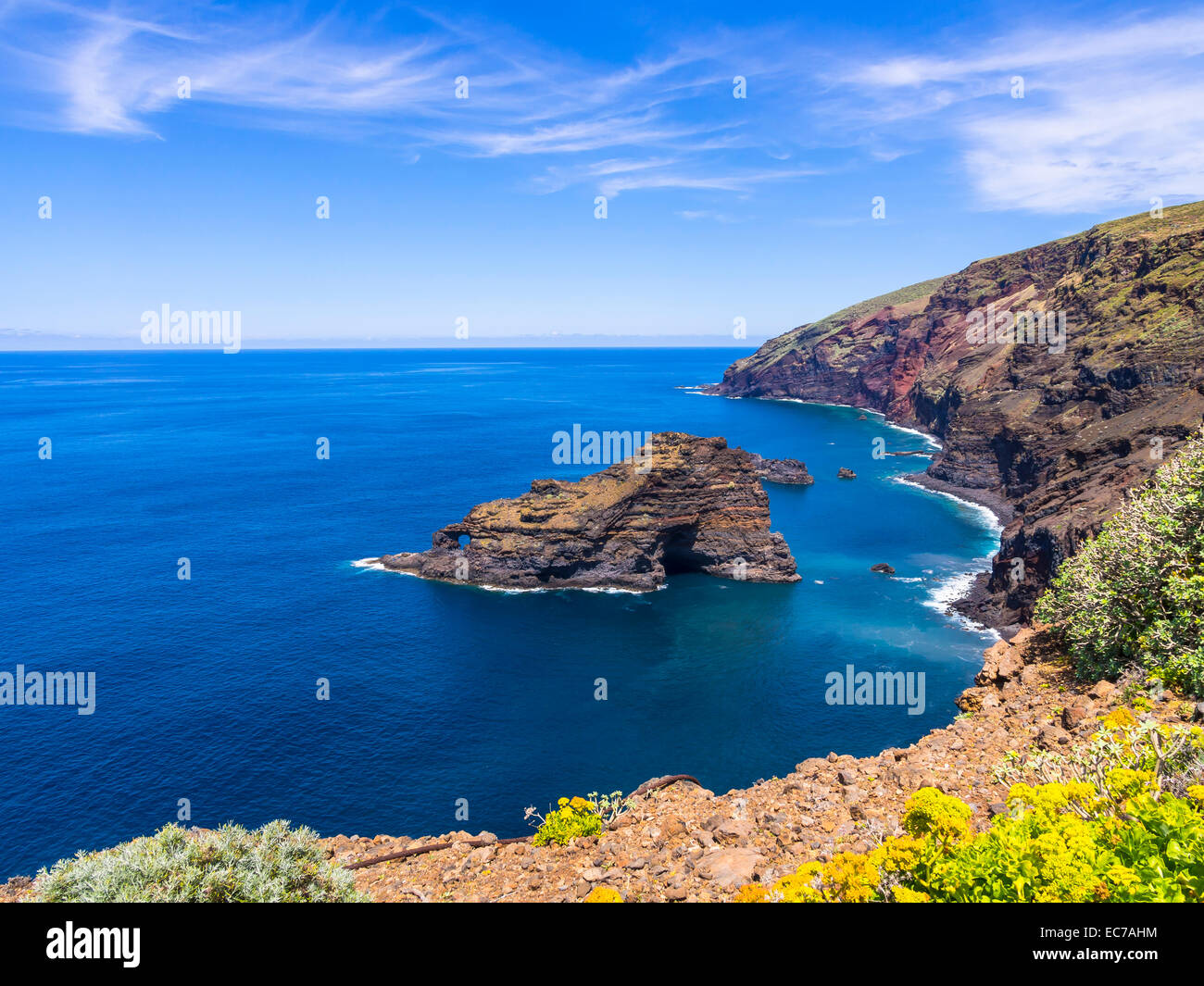 Spain, Canary Islands, La Palma, cliff coast at Garafia Stock Photo