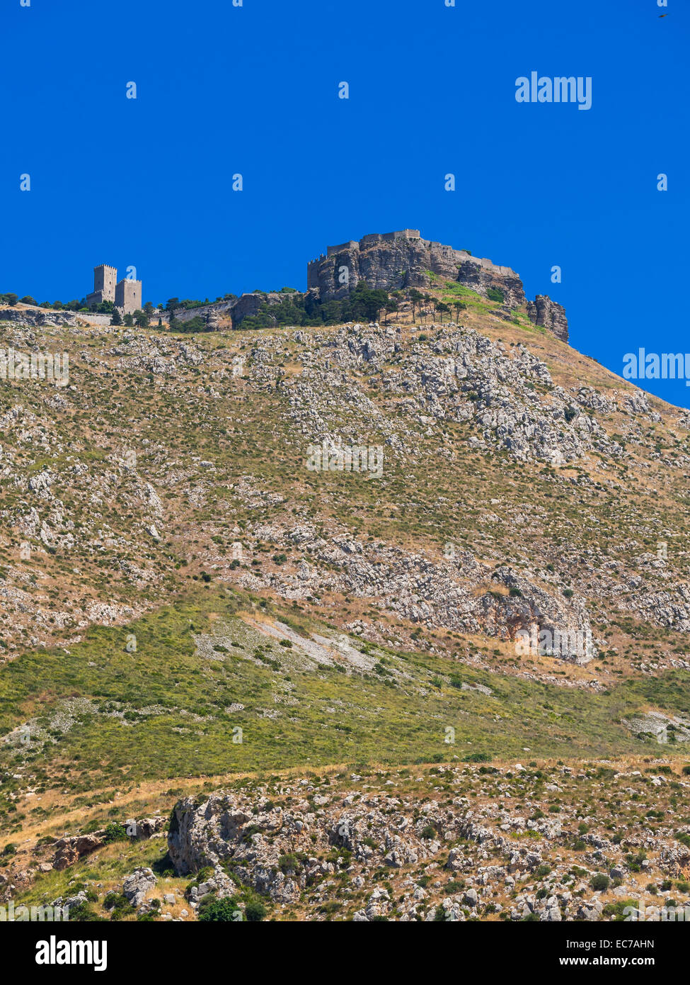 Italy, Sicily, Province of Trapani, Erice, View to Monte Erice Stock Photo