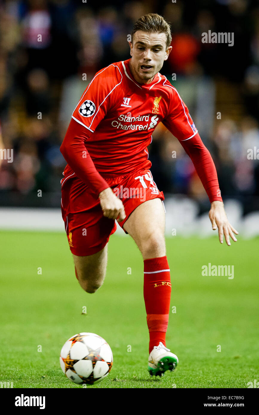 Jordan Henderson (Liverpool), DECEMBER 9, 2014 - Football / Soccer : Jordan Henderson of Liverpool during the UEFA Champions League Group Stage match between Liverpool and FC Basel at Anfield in Liverpool, England. (Photo by AFLO) Stock Photo