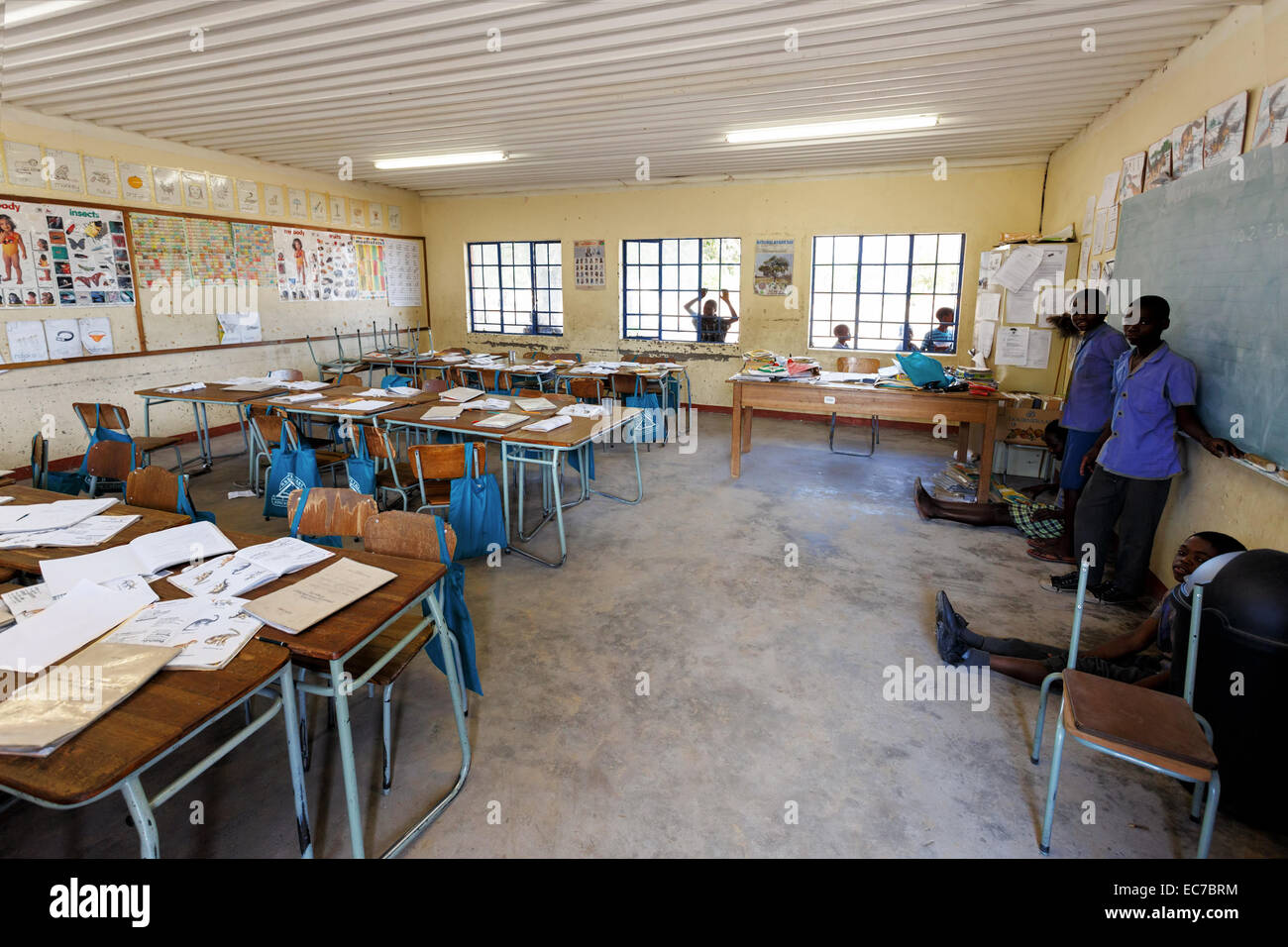 NAMIBIA, KAVANGO, OCTOBER 15 Happy Namibian school children waiting