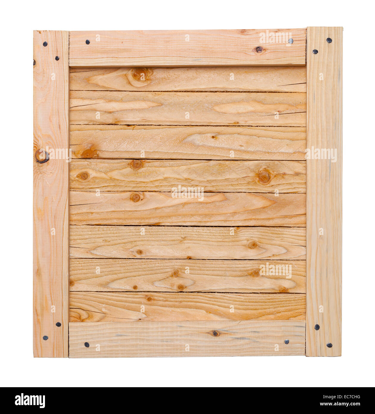 Wood Crate Lid With Copy Space Isolated on White Background. Stock Photo