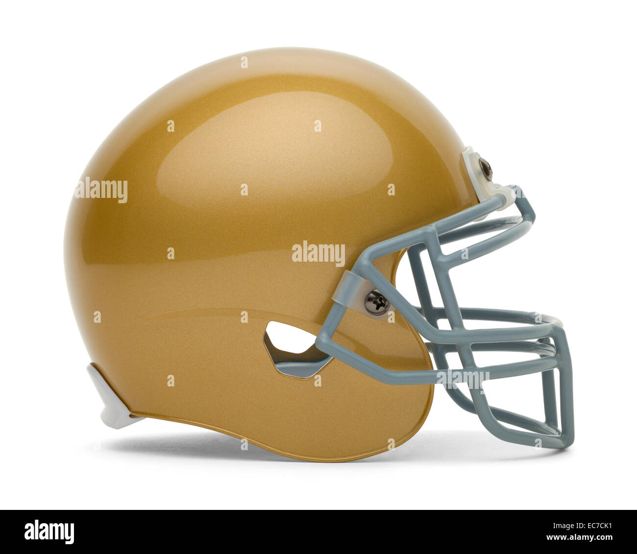 Side View of Gold Football Helmet with Copy Space Isolated on White  Background Stock Photo - Alamy