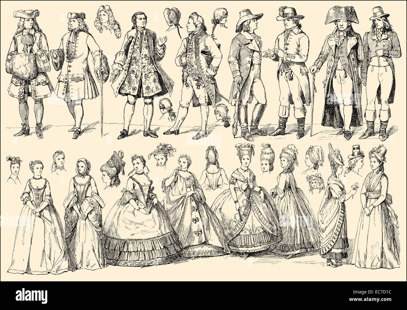 Traditional fashion, 18th century, Germany, Europe, Stock Photo