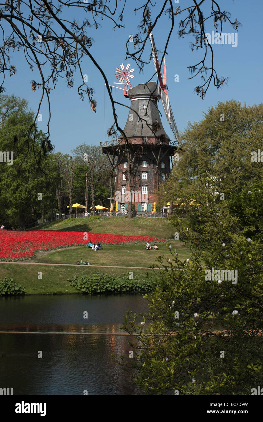 The Mill on the Wall is a windmill in the ramparts of the city of Bremen. Since 1953 they is listed as a single monument in the national monument list of the Free Hanseatic City of Bremen. Photo: Klaus Nowottnick Date: April 26, 2011 Stock Photo