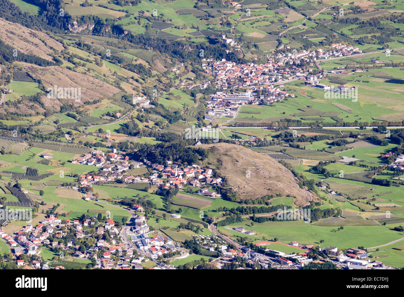 Italy, South Tyrol, View to Tartscher Buehel and Mals Stock Photo