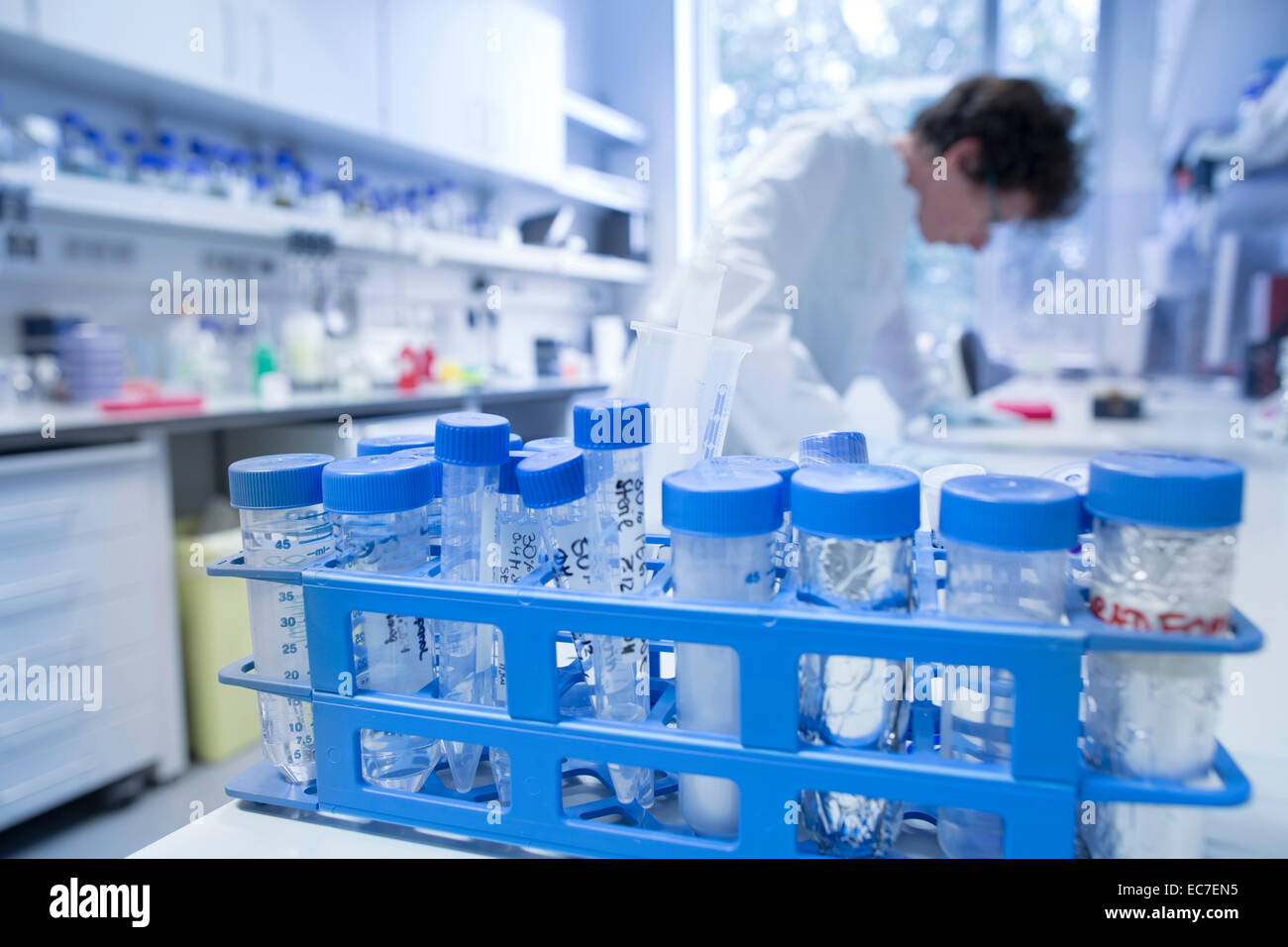 Female biologist working in a laboratory Stock Photo - Alamy