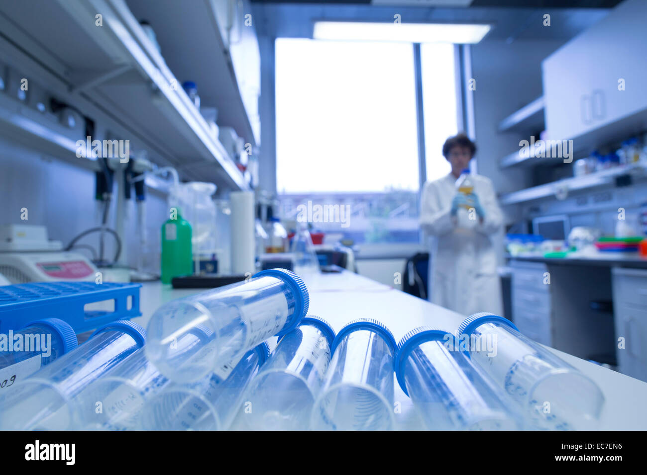 Female biologist working in a laboratory Stock Photo - Alamy