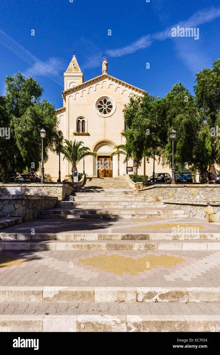 Spain, Mallorca, Porto Cristo, Mare de Deu del Carme Church Stock Photo