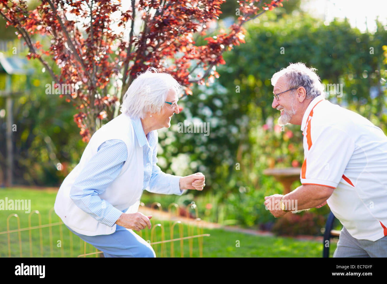 Happy senior couple dancing in park Stock Photo - Alamy