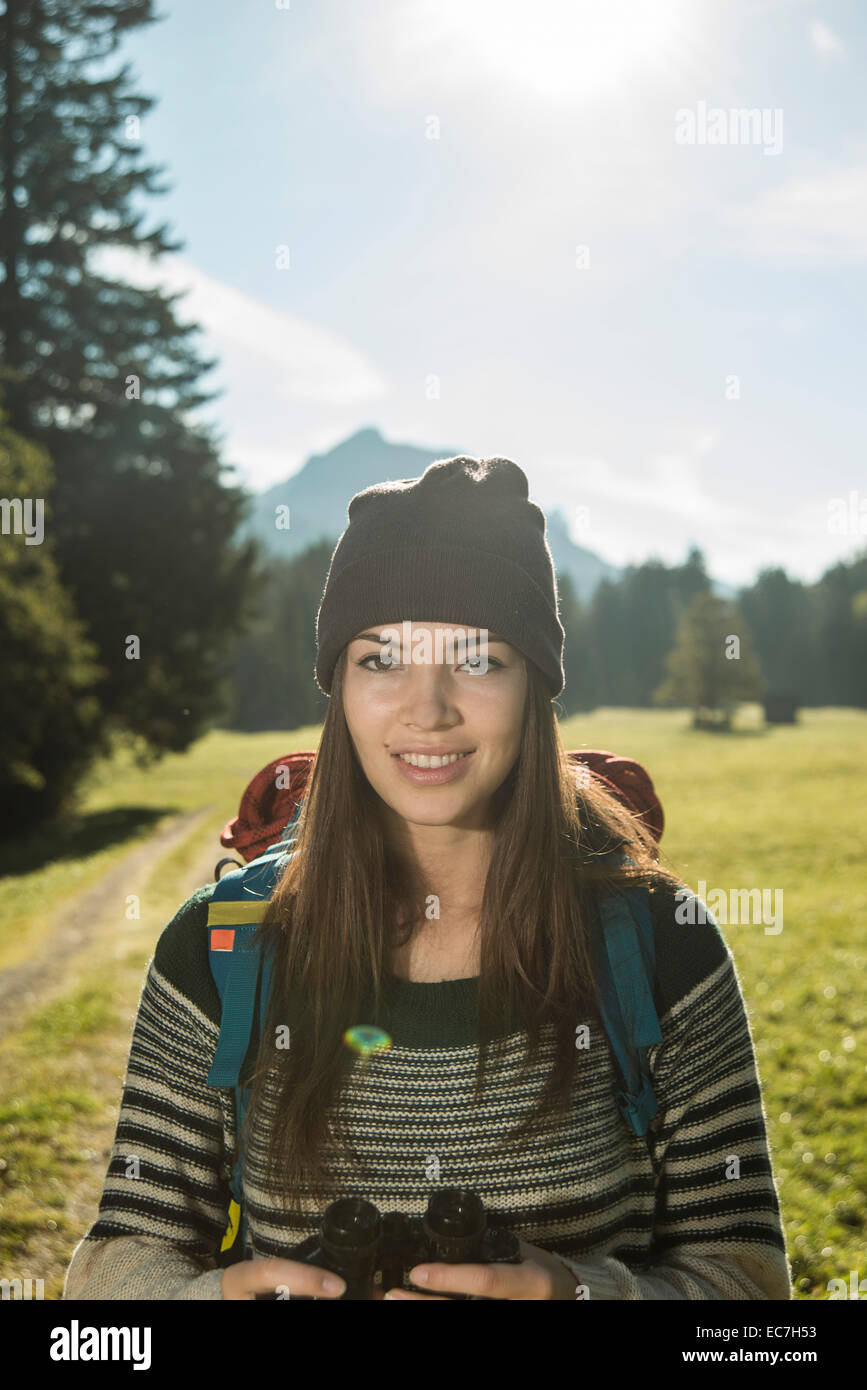 Austria, Tyrol, Tannheimer Tal, portrait of young female hiker Stock ...