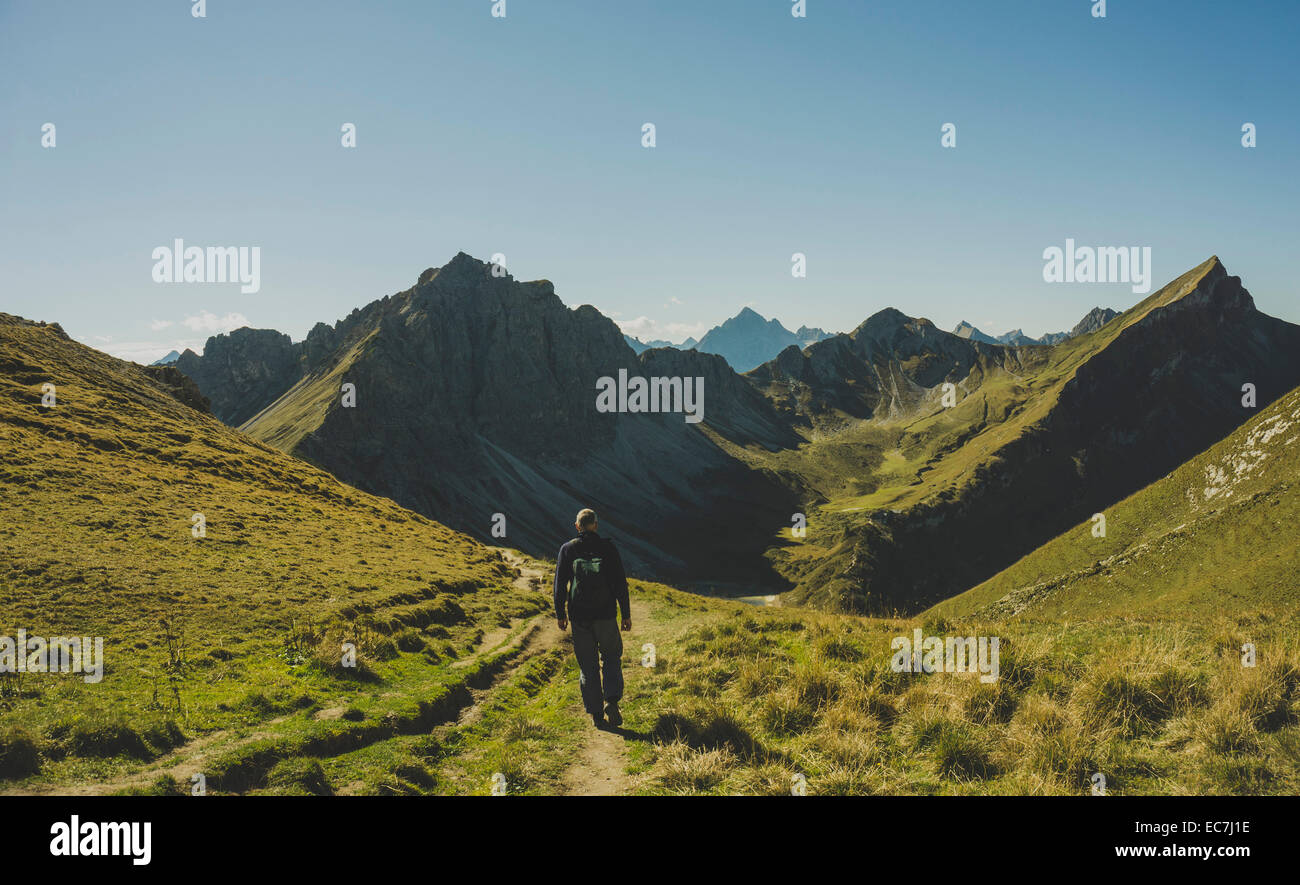 Austria, Tyrol, Tannheimer Tal, mature man hiking Stock Photo
