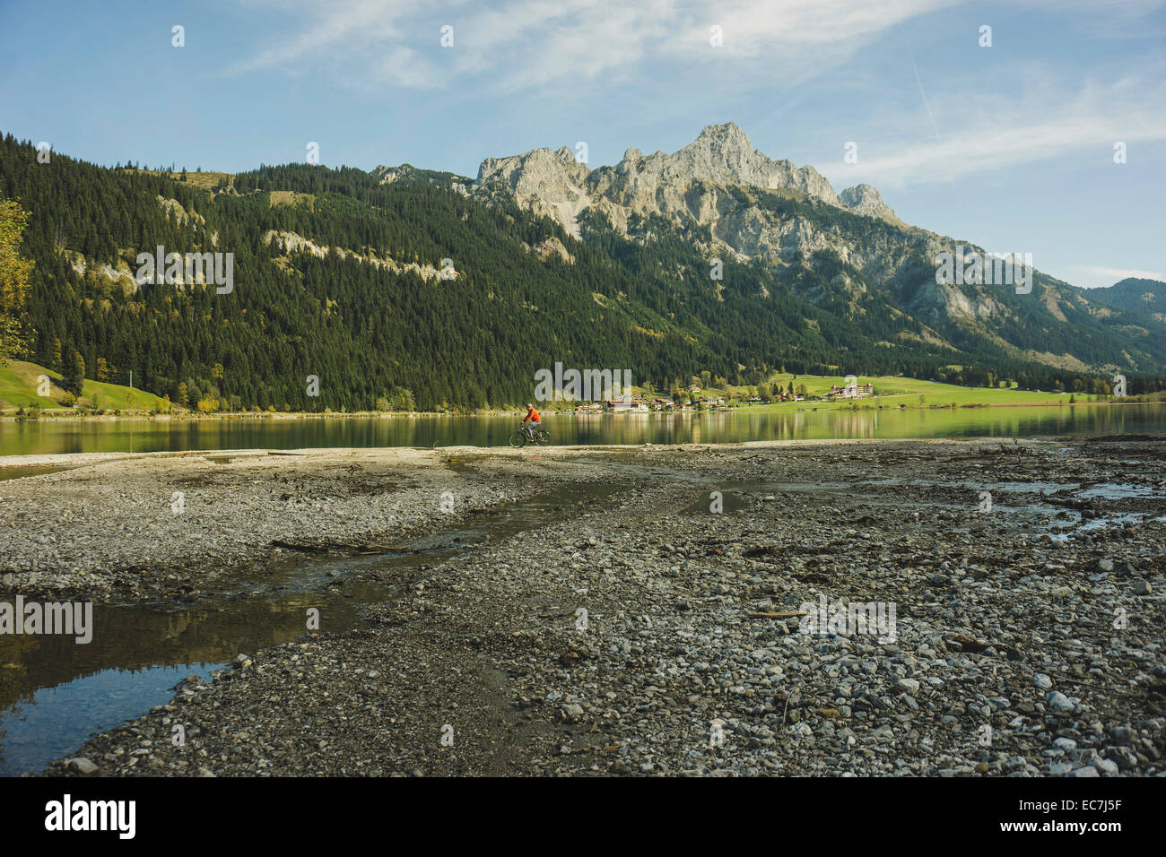 Austria, Tyrol, Tannheimer Tal, mountainscape with lake Stock Photo