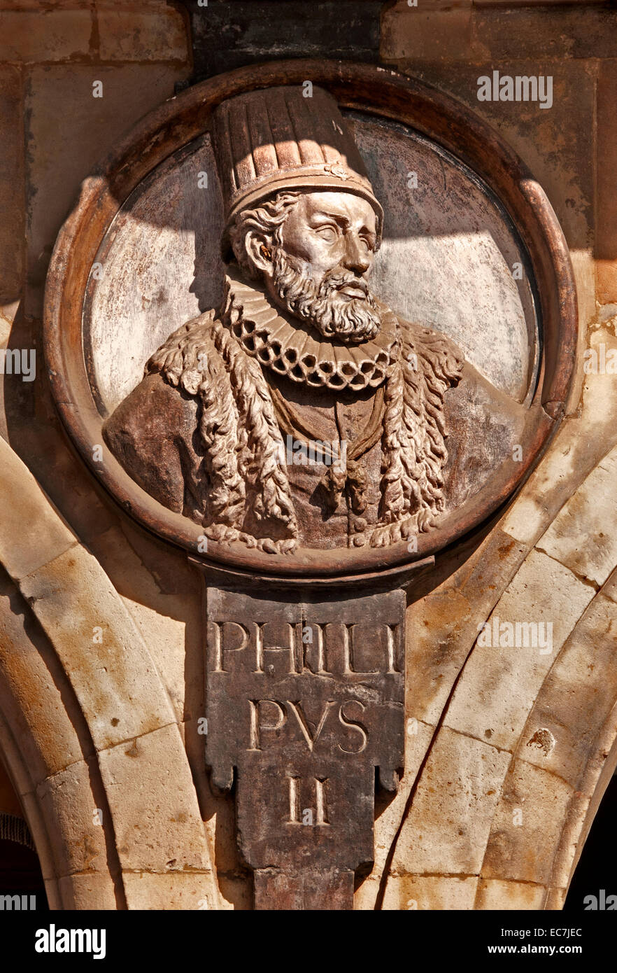Philip II the Prudent  1527-1598  Spanish King ( Plaza Mayor Square Salamanca )  Spain Stock Photo