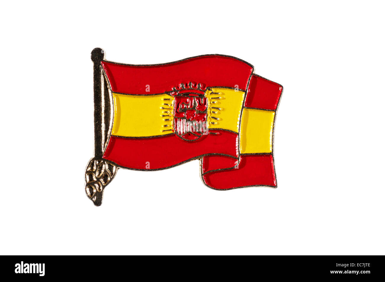 Lapel badge showing the Spanish flag. Stock Photo