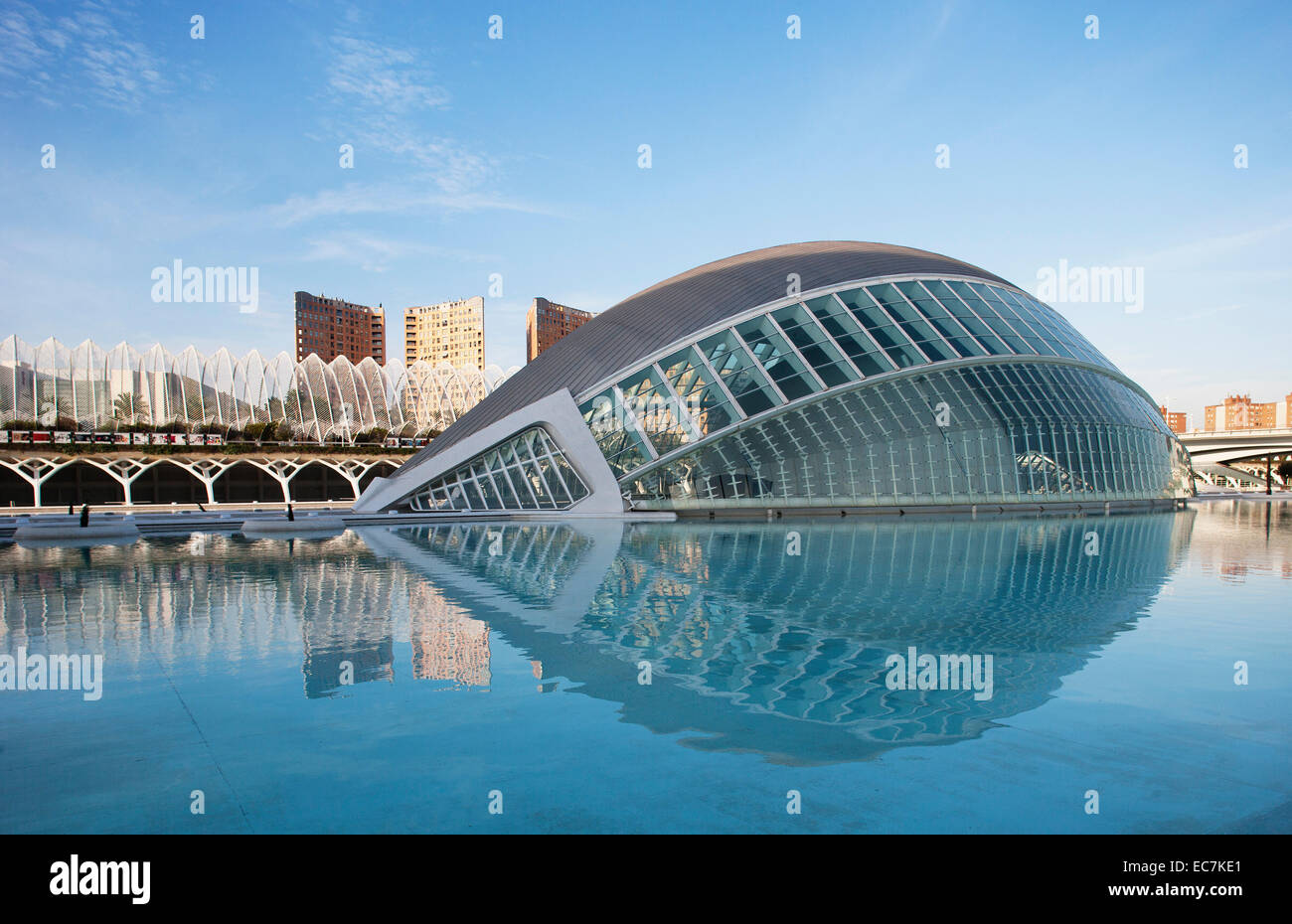 Spain, Valencia, City of Arts and Sciences, cinema L'Hemisferic Stock Photo
