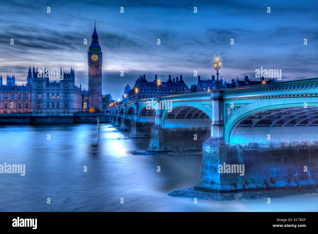 The Houses Of Parliament and Westminster Bridge, London, England Stock ...