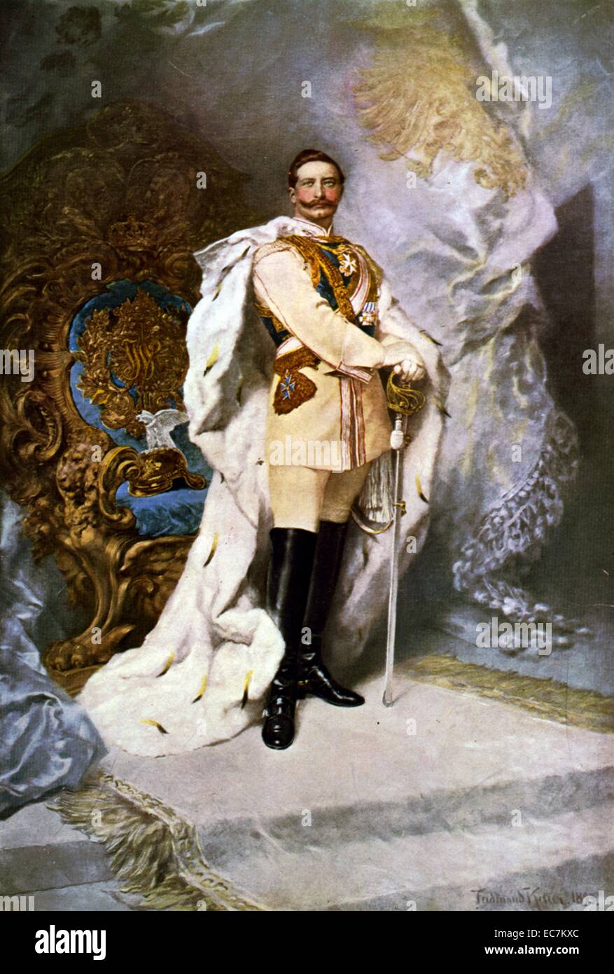 Wilhelm II by Ferdinand Keller (1842-1922). Wilhelm II was the last German Emperor (Kaiser) and King of Prussia. Stock Photo