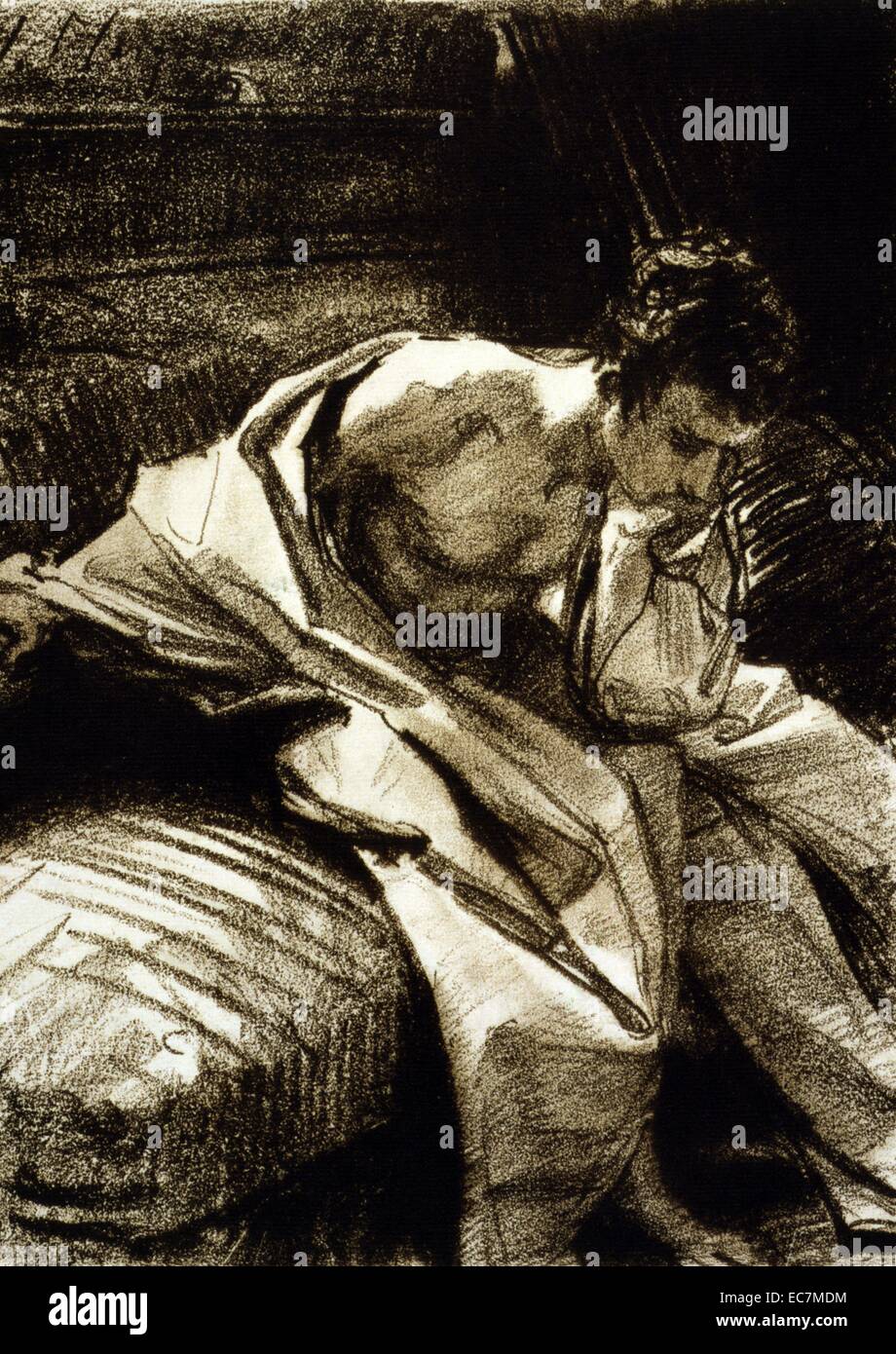 Study of a young man, seated by John Singer Sargent, 1895 Stock Photo