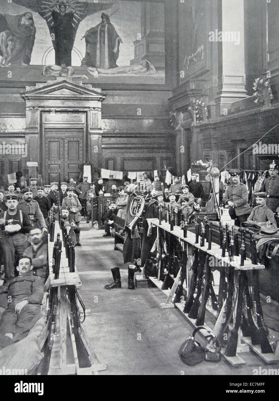 German soldiers occupy the Court of Appeals in Brussels, Belgium, during World War One Stock Photo