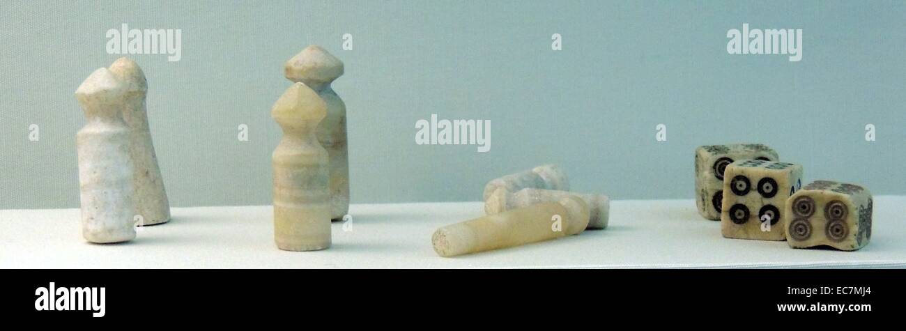 Alabaster gaming pieces.  New Kingdom 1500-1000 BC. Stock Photo